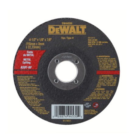 Disco Corte Metal Profesional DW 115X3 mm (4.1/2") Dewalt DW44530