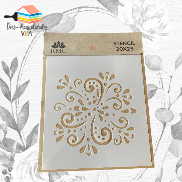 Stencil Arabesco Flores (20x25 Cm) - Rmc