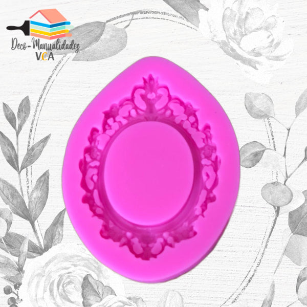 Molde Silicona - Marco Ovalado Arabesco 2 (7 X 5 Cm)