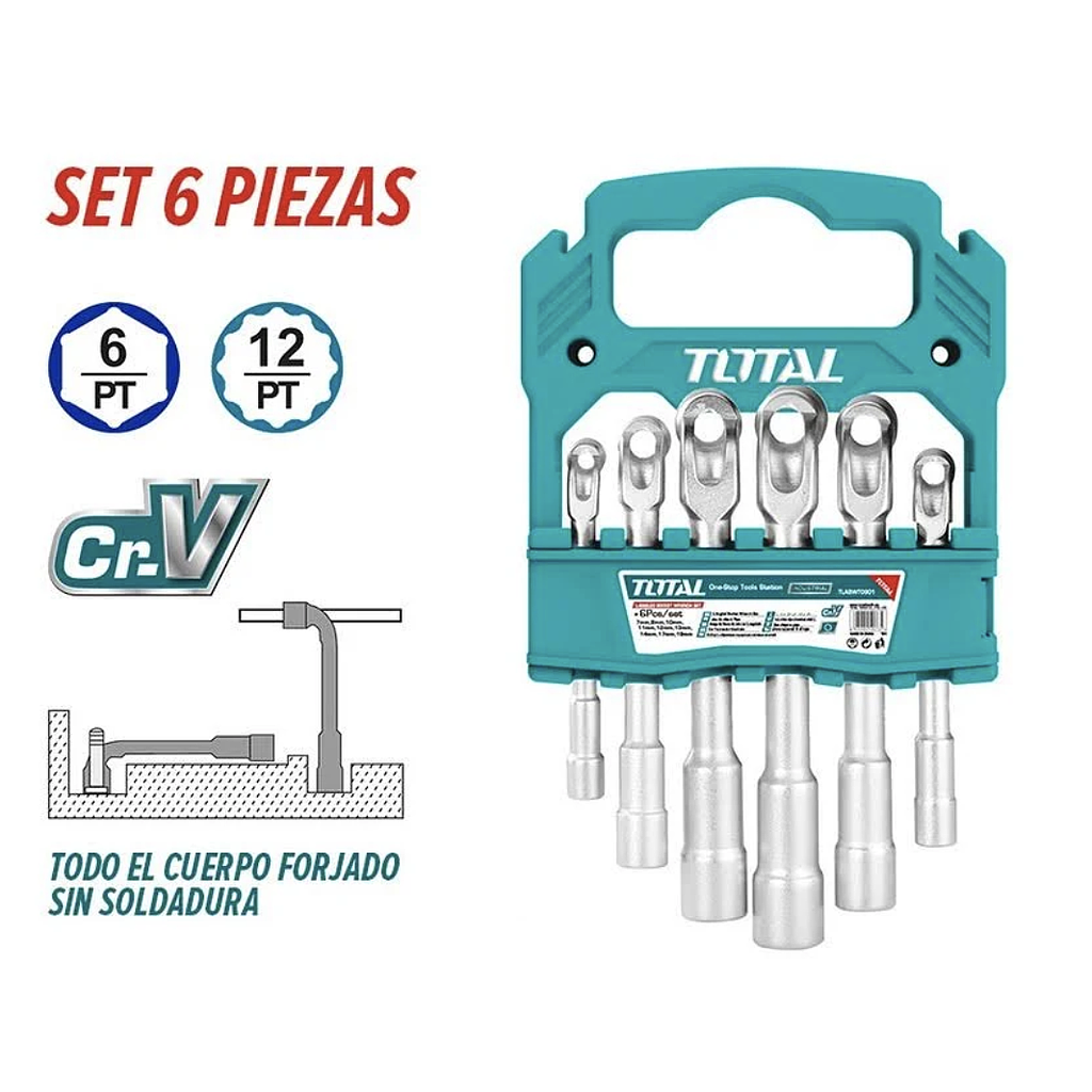 Juego de Llave de Tubo 6 Piezas Total