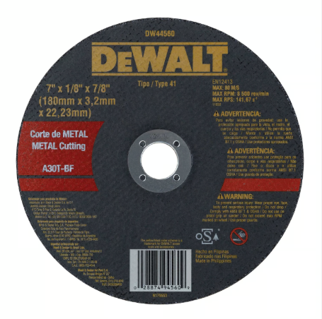 Disco Corte Metal Profesional DW 180X3 mm (7") Dewalt DW44560