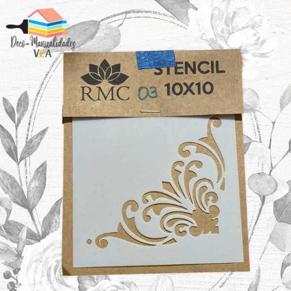 Stencil Esquinero Arabesco Simple 1 (10x10 Cm) - Rmc