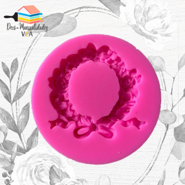 Molde Silicona - Marco Circular Flores (5,6 X 5,6 Cm)