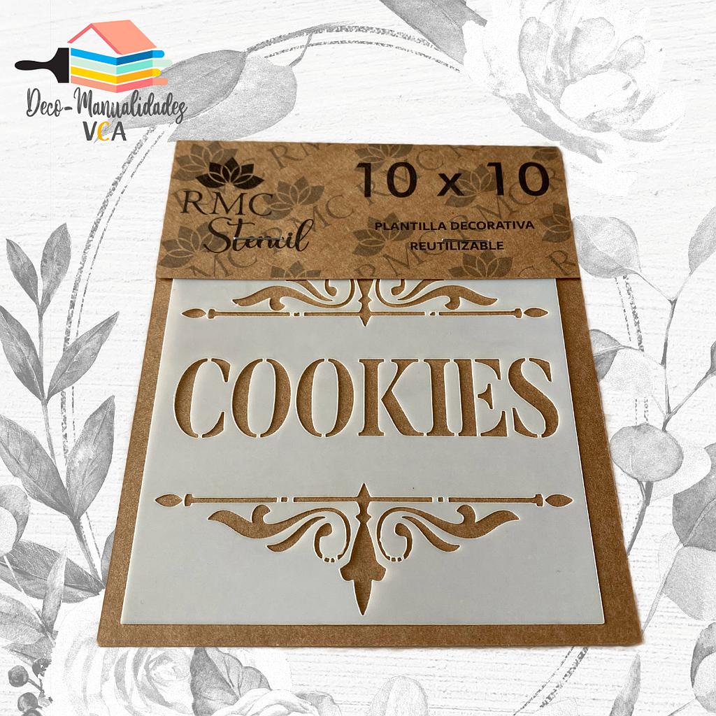 Stencil Frases: Cookies (10x10 Cm) - Rmc