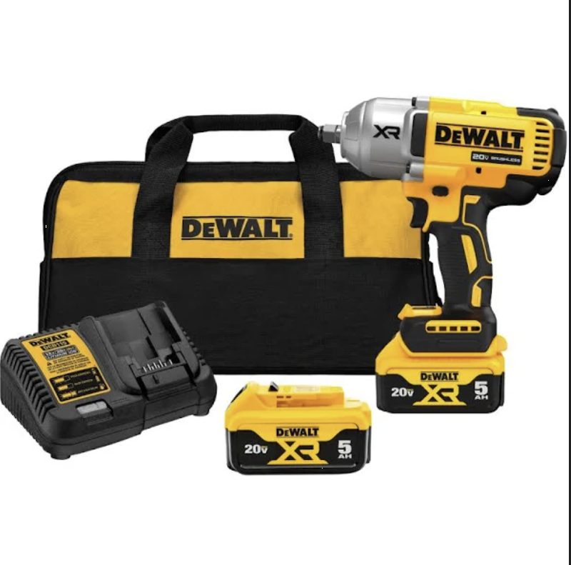 Llave de Impacto 1/2" Dewalt 20V MAX XR Brushless I 2 baterías 5AH + cargador + Bolso de traslado DCF900P2-B2