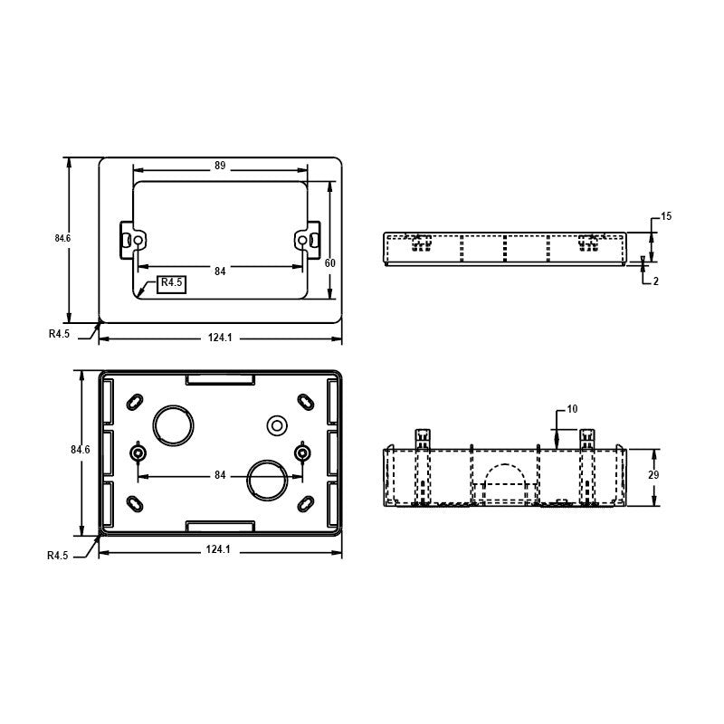 Caja Distribucion Sobrepuesta Tipo Chuqui Pvc Canal Tubo