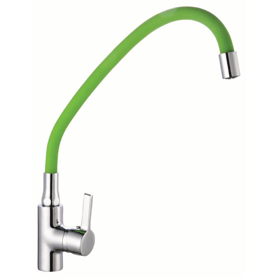 Llave Monomando Lavaplato Cuello Flexible Verde