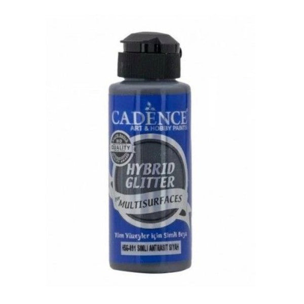 Pintura Acrilica Hybrid Glitter- Negro Antracita Hsg-091 Cadence (120ml)