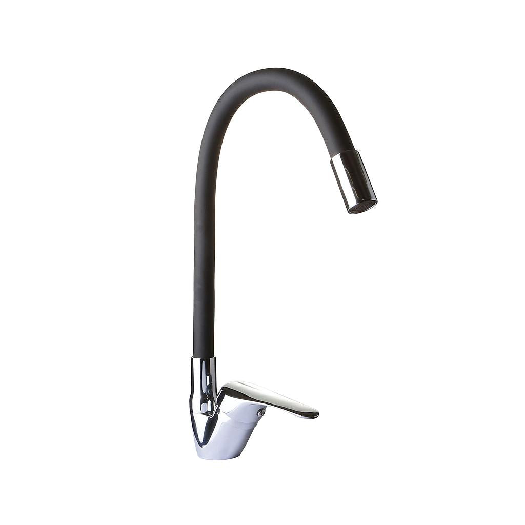 LLave Monomando Cuello Flexible Negro 50 cm Lavaplatos Estandar (Hoffens)