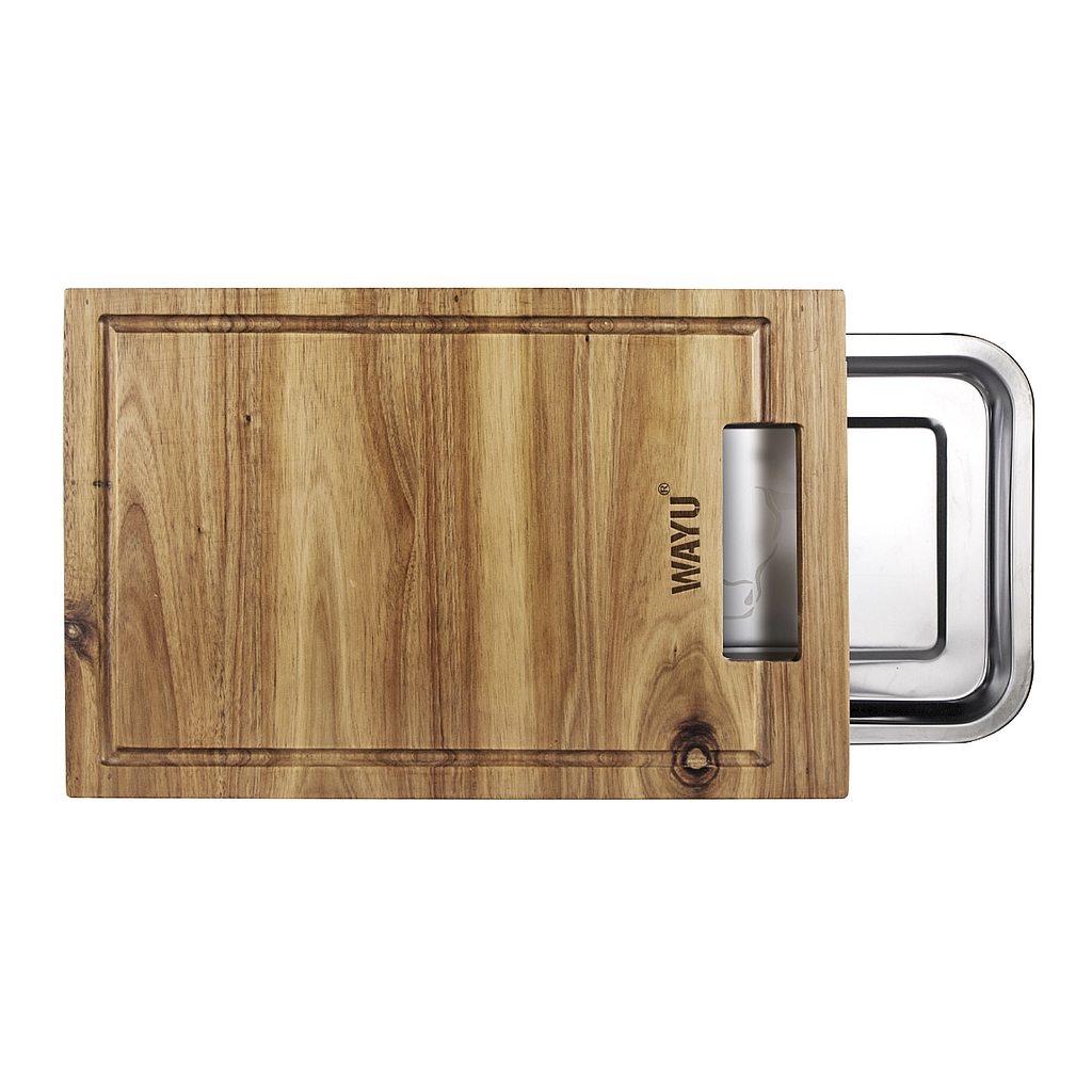 Tabla Madera Bandeja De Acero Wayu