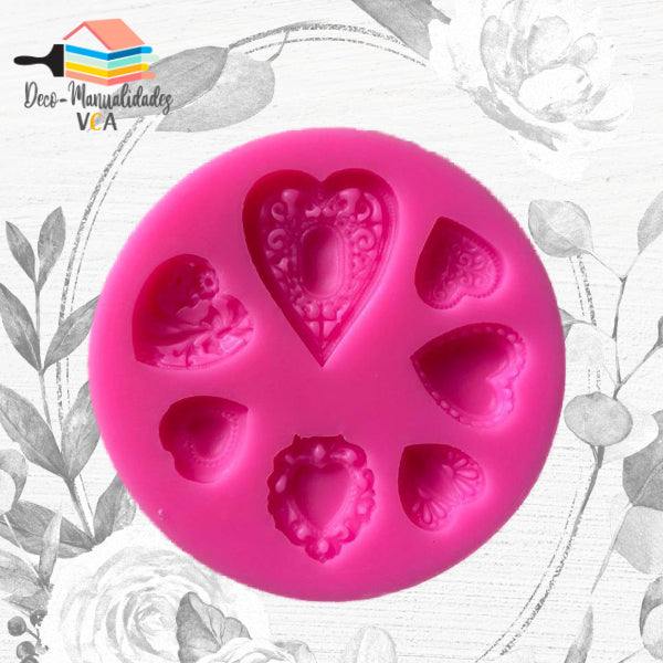 Molde Silicona - Corazones Varios (7 X 7 Cm)