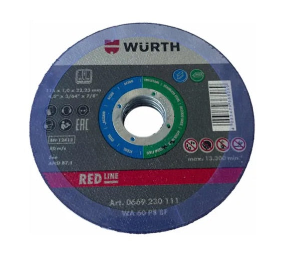 Disco De Corte Acero 4 1/2 Pulgadas 115x1x22.2 Milimetrico Red Line - Wurth