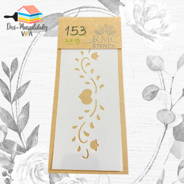 Stencil Borde Corazon Y Flores (7x15 Cm) - Rmc