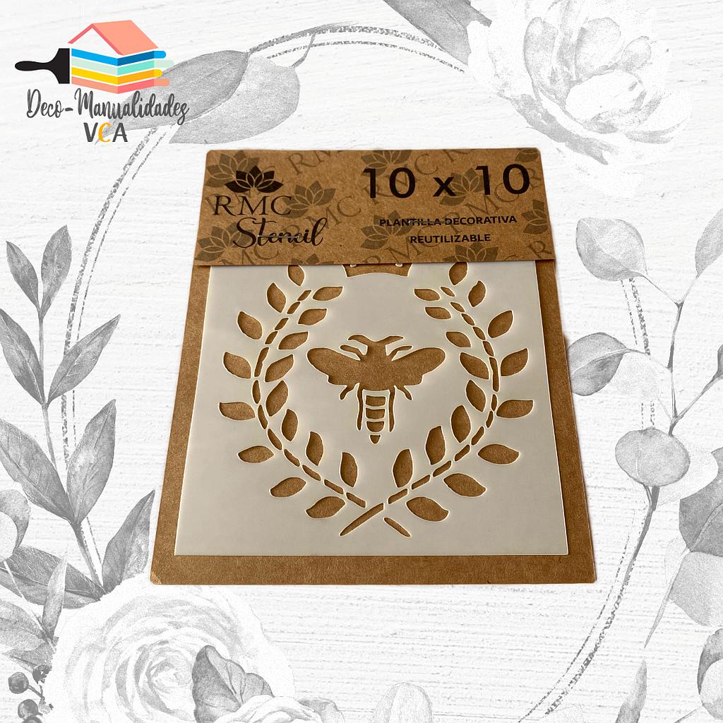 Stencil Abeja Y Enredadera (10x10 Cm) - Rmc