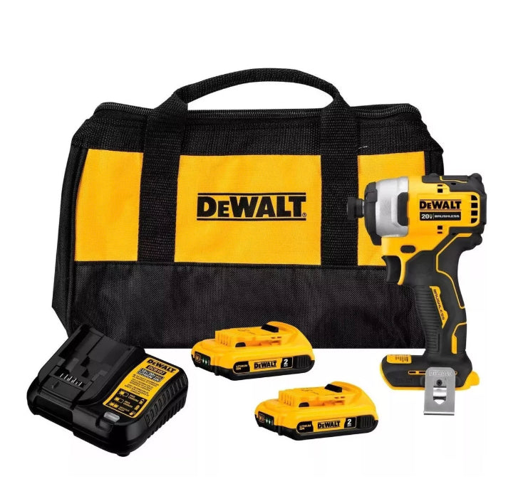 Atornillador Impacto 1/4" 20V MAX Brushless Dewalt | 2 baterías de 2Ah + Cargador + Maleta de traslado DCF7871D2-B2