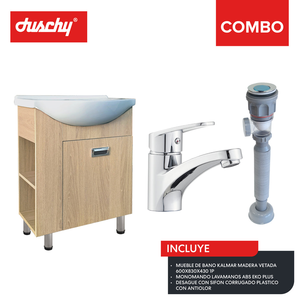 Combo Mueble Baño Kalmar Mad Vetada 600x830x430 1P