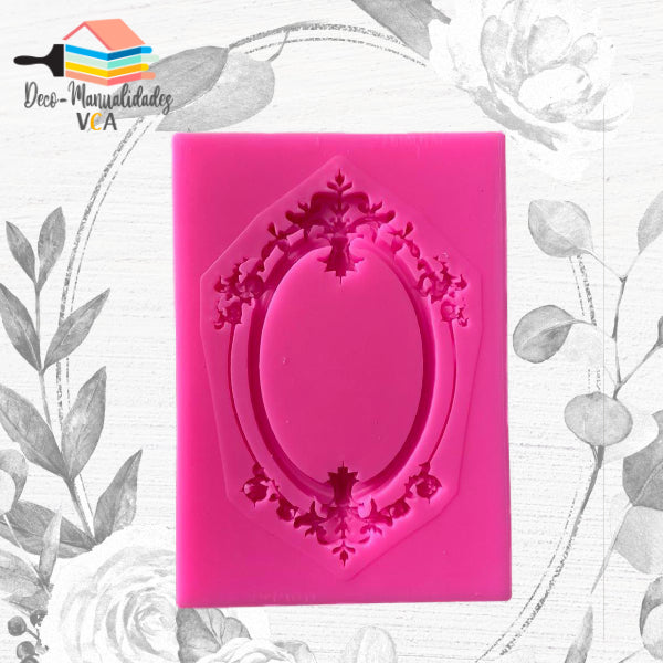 Molde Silicona - Marco Ovalado Arabesco 1 (7.7 X 5.4 Cm)