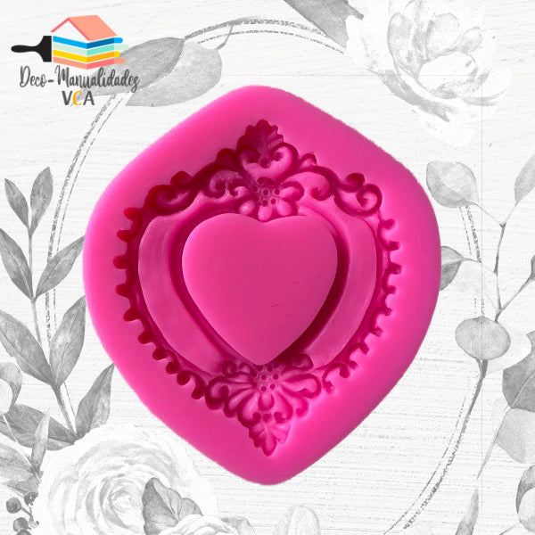 Molde Silicona - Corazon Arabesco Grande (8.4 Cm)