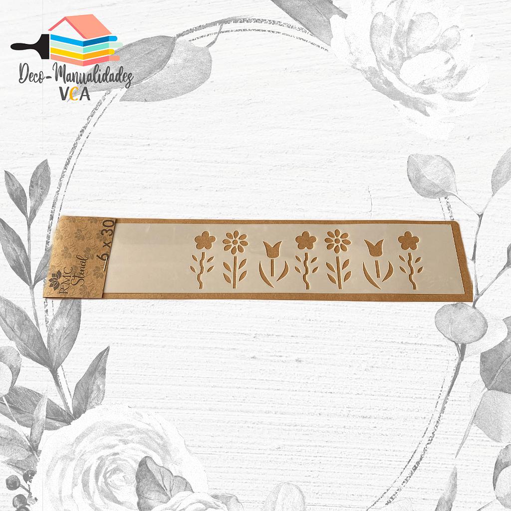 Stencil Flores Borde 11 (6x30 Cm) - Rmc