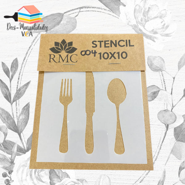 Stencil Cubiertos (10x10 Cm) - Rmc