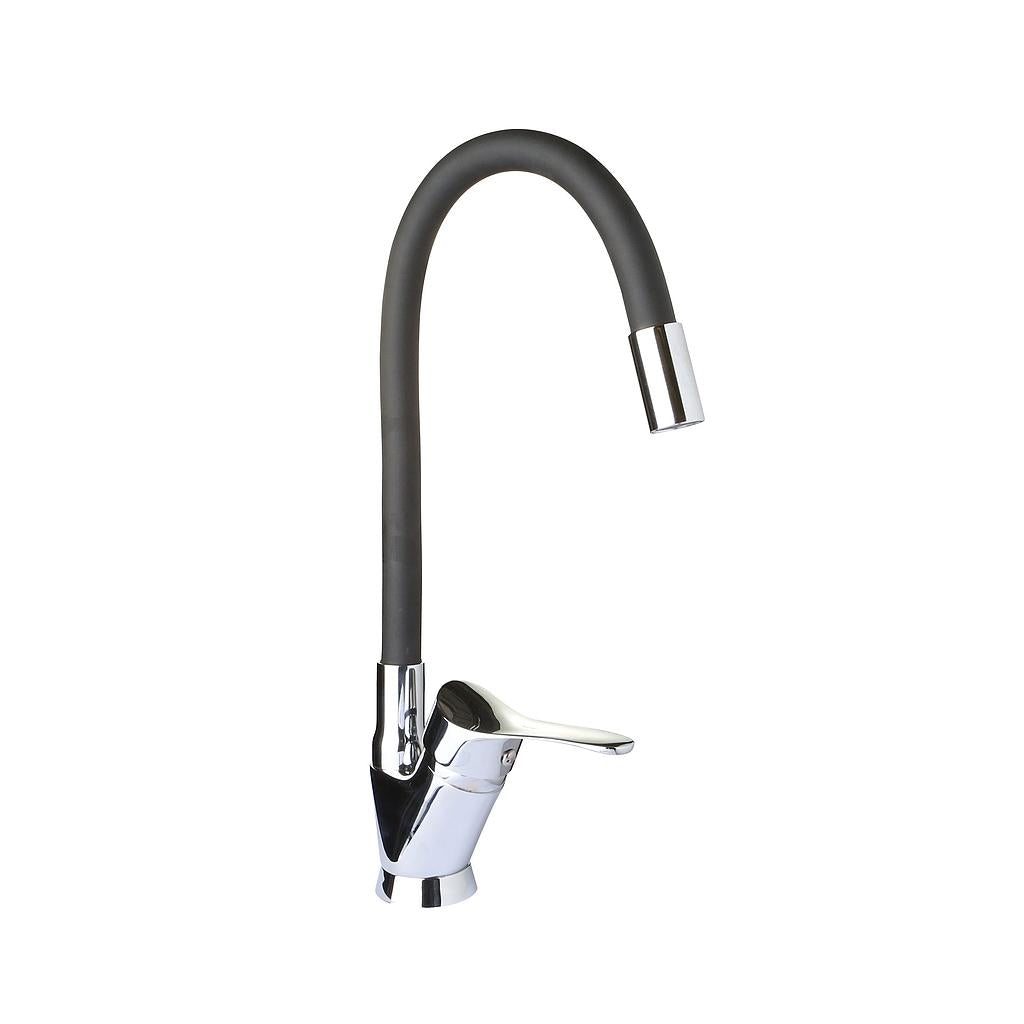 Llave Monomando Cuello Flexible Negro 50 cm Lavaplatos Quality (Hoffens)