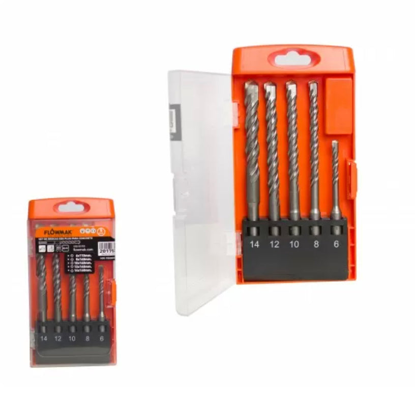 Set Broca P/Concreto SDS 5 Pzas Flowmak