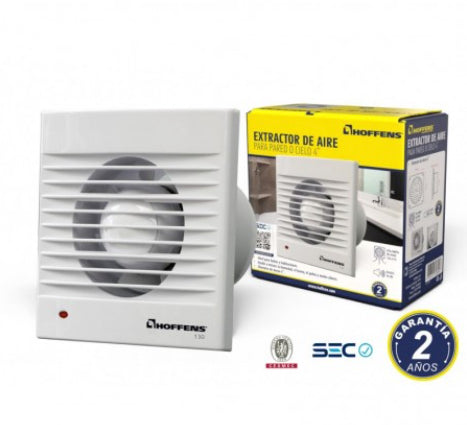 Extractor de aire para baño 130 m3/h, 13W, Dia. 100