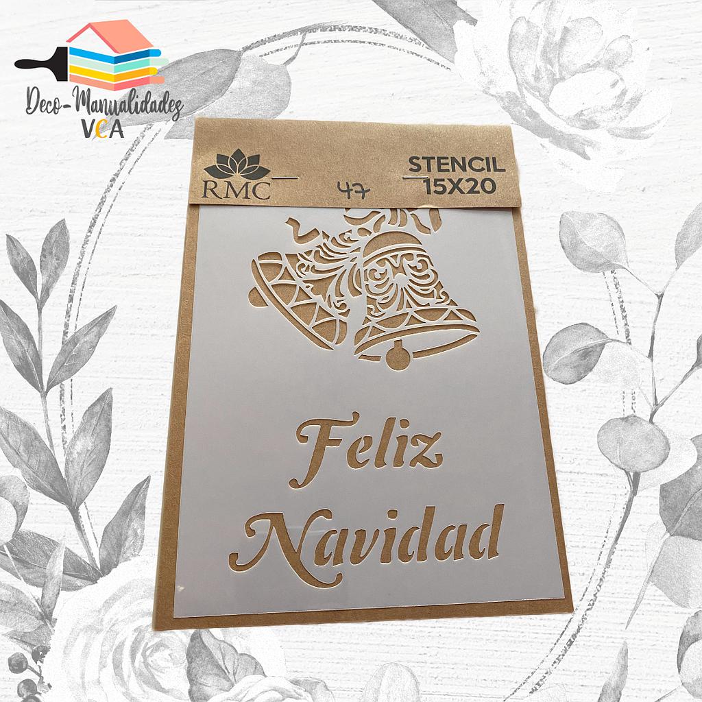 Stencil Navidad: Feliz Navidad Y Campanas (15x20 Cm) - Rmc