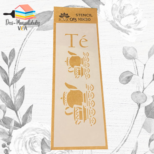 Stencil Tazas Y Teteras Te (10x30 Cm) - Rmc