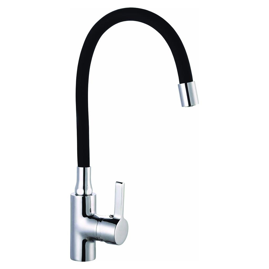 Llave Monomando Lavaplato Cuello Flexible Negro