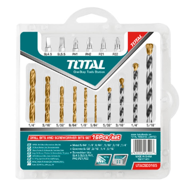 Juego Brocas Y Puntas Para Destornillador 16 Piezas - Total