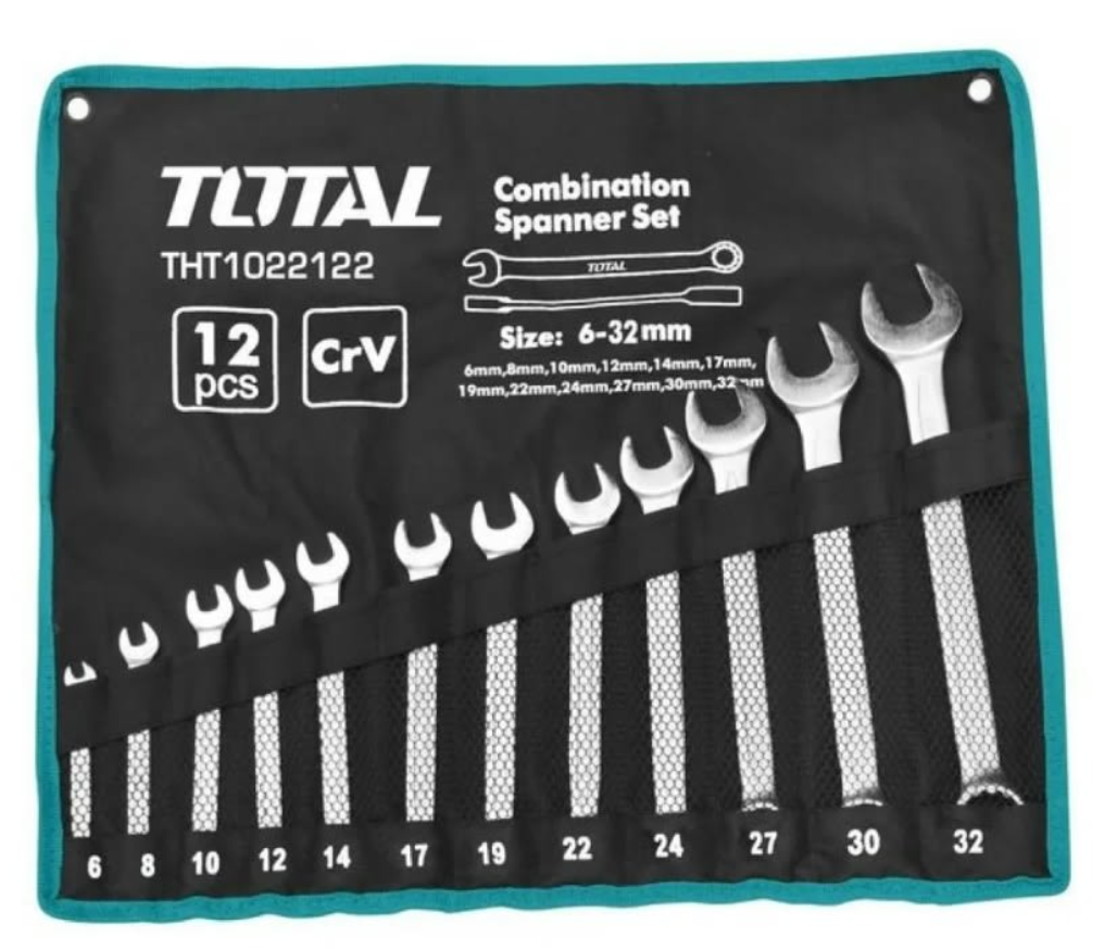 Juego De Llaves Punta Y Corona 12pcs 6-24mm Industrial - Total