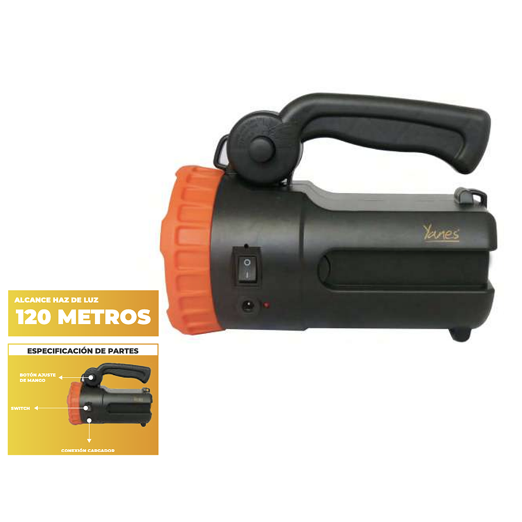 Foco Recargable Yanes 2923 3w Led Yanes Negro