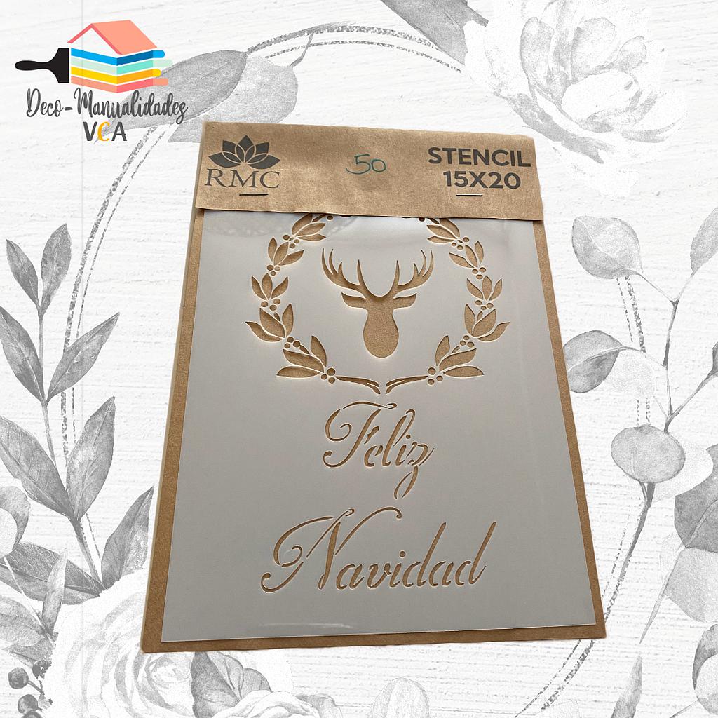 Stencil Navidad: Feliz Navidad Y Reno (15x20 Cm) - Rmc