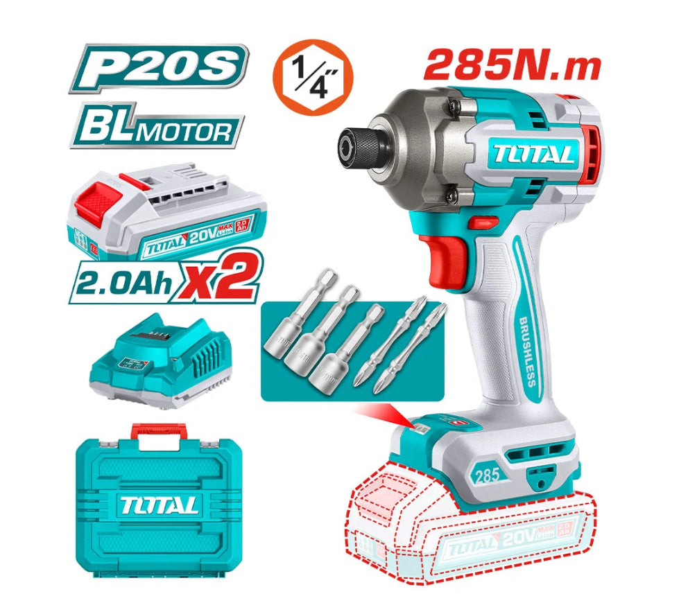 Atornillador de Impacto Inalam. 285NM 20V + 2BAT + Carg  TIRLI2028-7