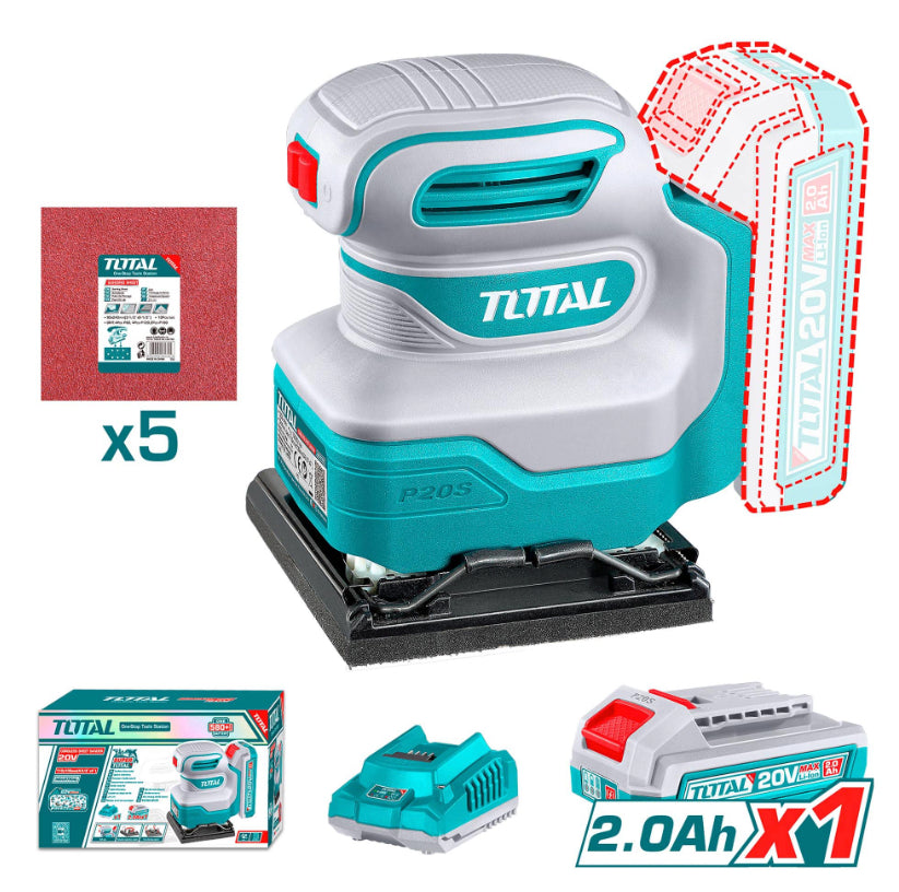 Lijadora Orbital Inalambrica Delta 20V +Bat+Carg+Acce TPSLI20141-7