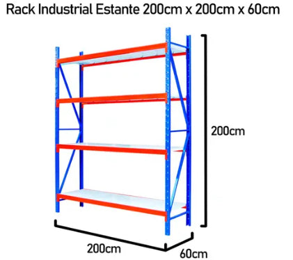 Estante Metalico Rack 200x200x60 (200kg/bandeja)